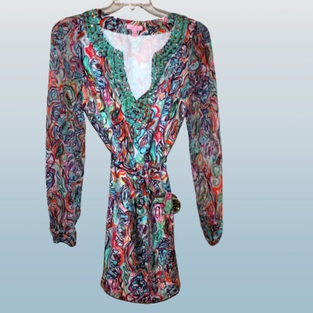 Lily Pulitzer Multi-Color Lined Seamus  Dress Size 8